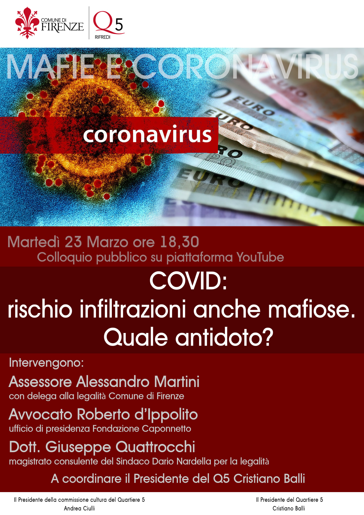 Covid e infiltrazioni mafiose. Incontro al Quartiere 5 Covid e infiltrazioni mafiose. Incontro al Quartiere 5