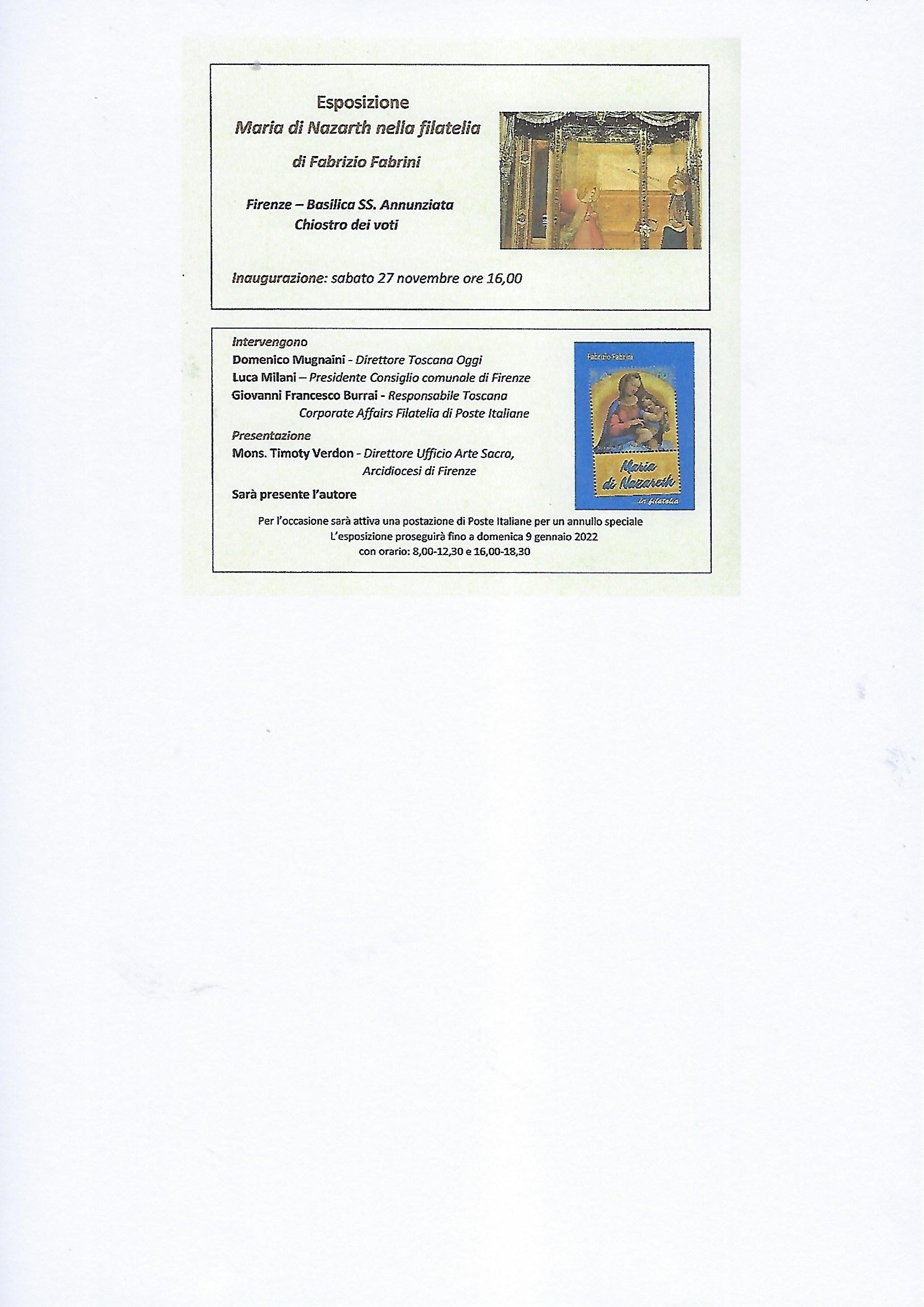 Mostra francobolli Maria di Nazareth Mostra francobolli Maria di Nazareth