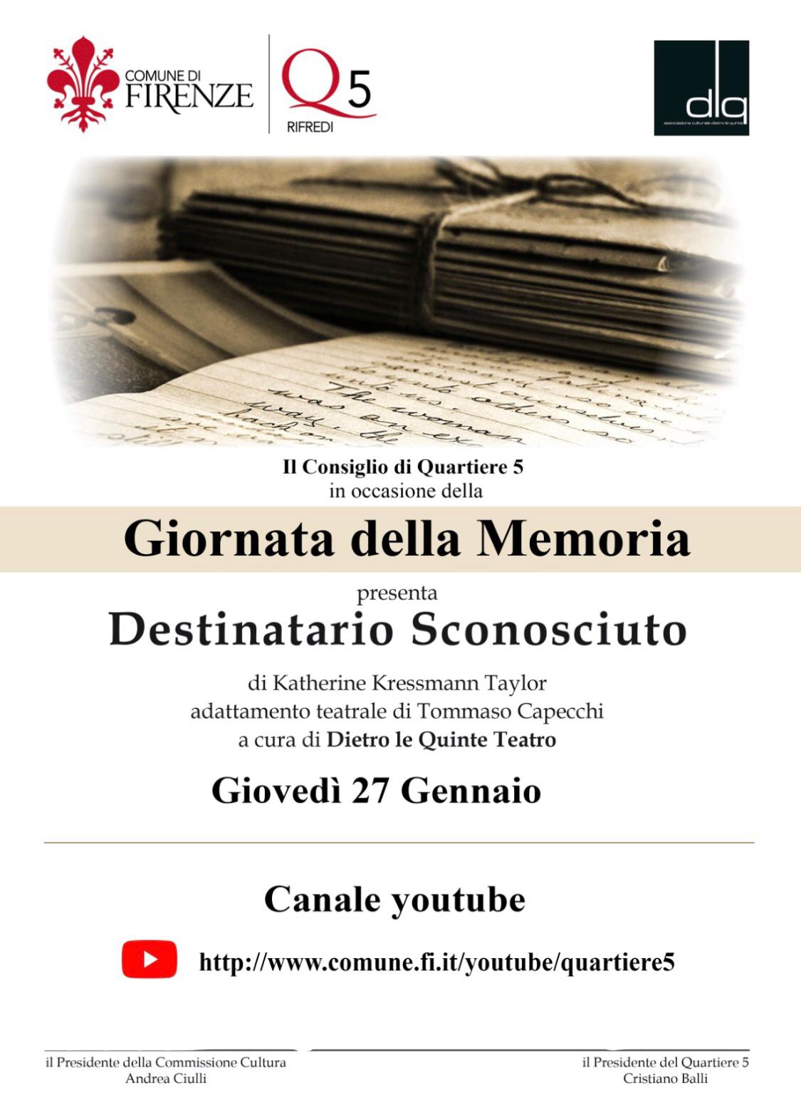 Giornata della Memoria al Quartiere 5 Giornata della Memoria al Quartiere 5