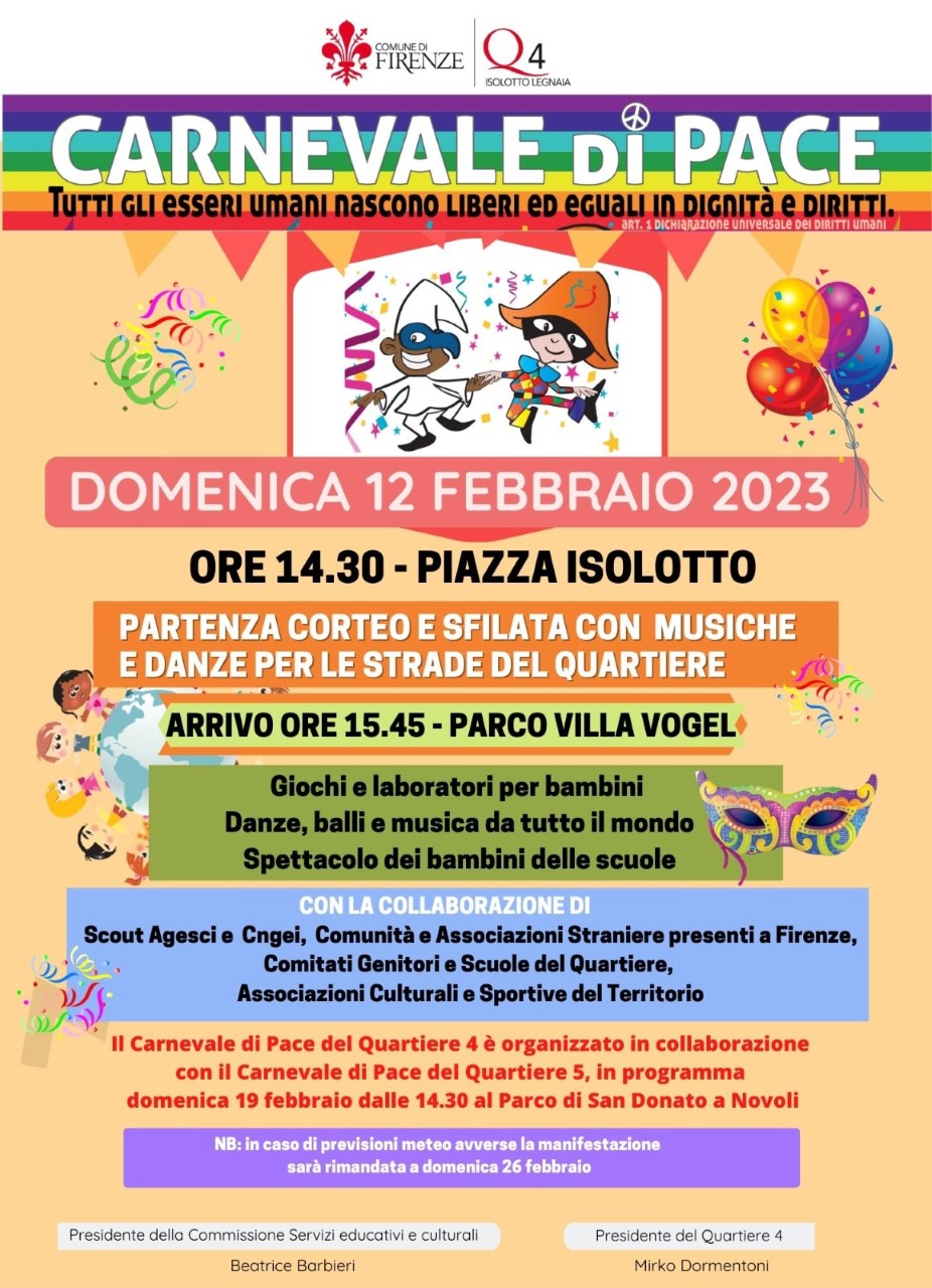 Carnevale di pace ai quartieri 4 e 5 Carnevale di pace ai quartieri 4 e 5