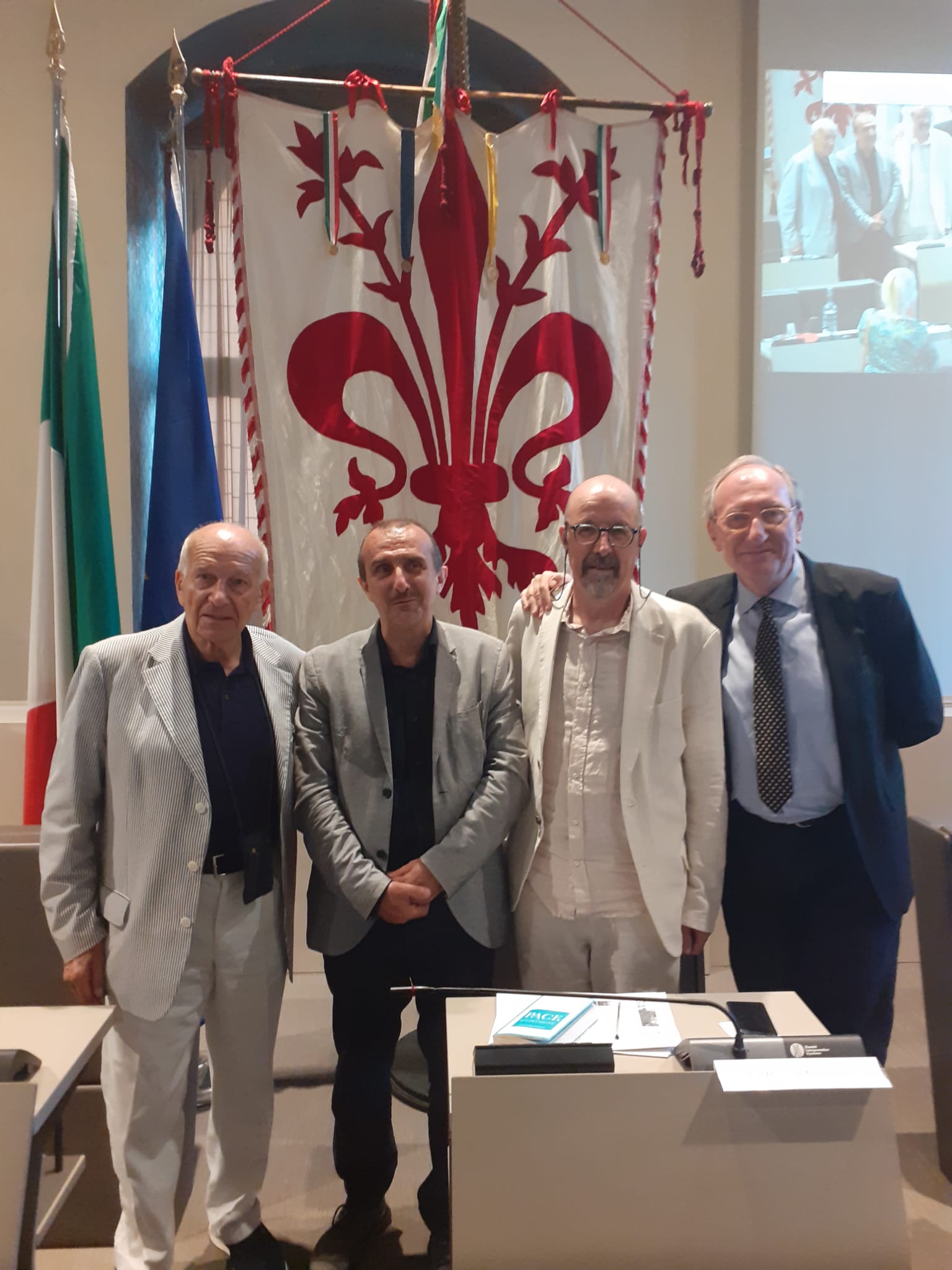 Il presidente Milani con Bertinotti, Guzzo e D'Andrea Il presidente Milani con Bertinotti, Guzzo e D'Andrea