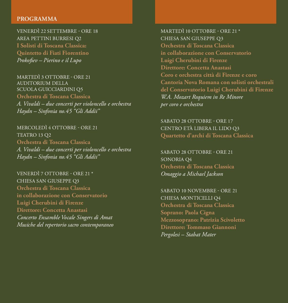 L’Orchestra di Toscana Classica al Quartiere 4 L’Orchestra di Toscana Classica al Quartiere 4