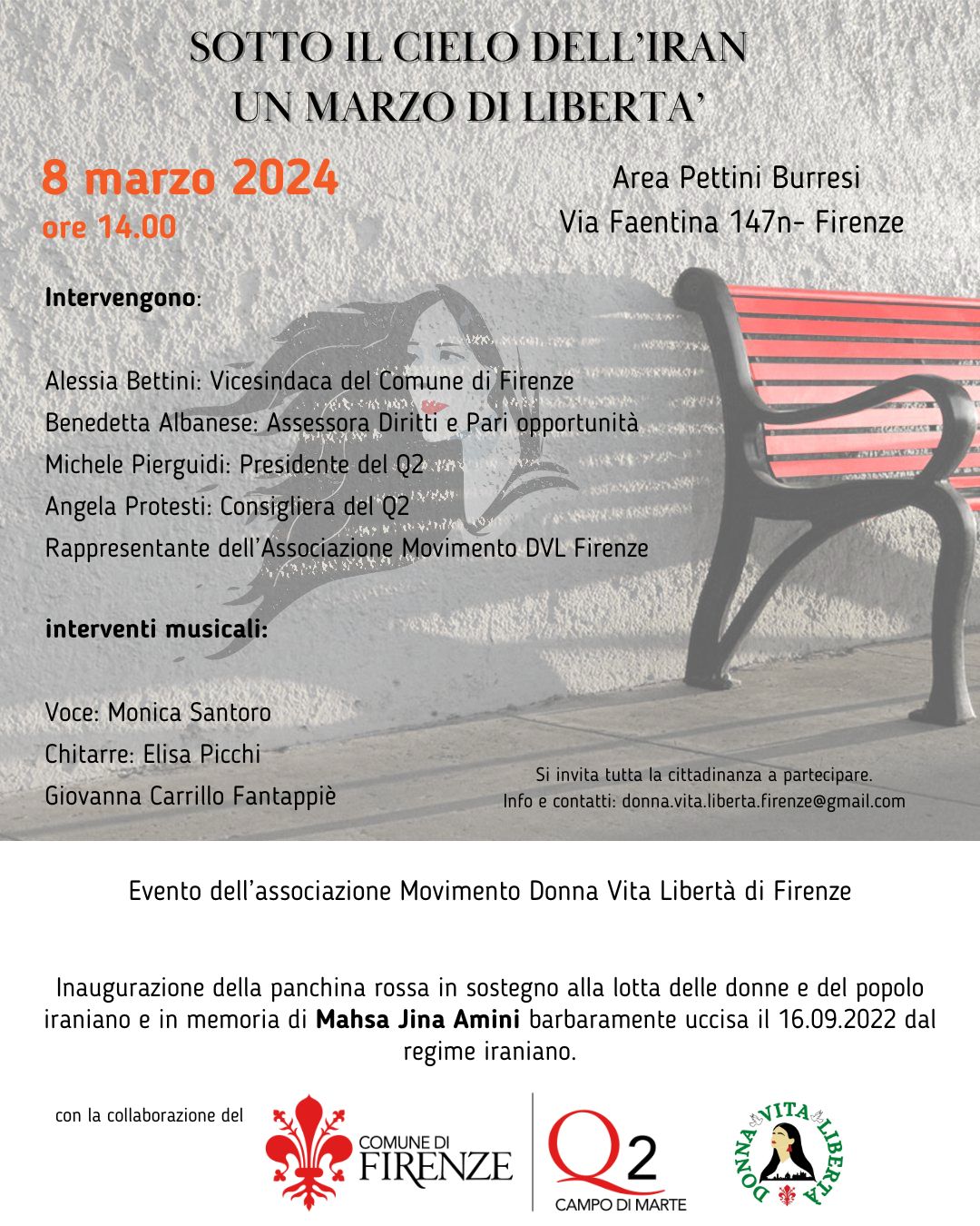 Panchina rossa all'Area Pettini