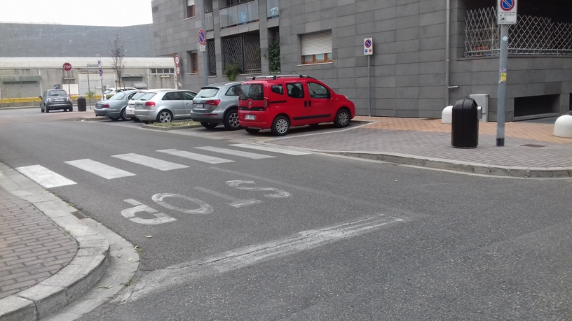 Uno dei nuovi cestoni raccogli rifiuti in via Bausi