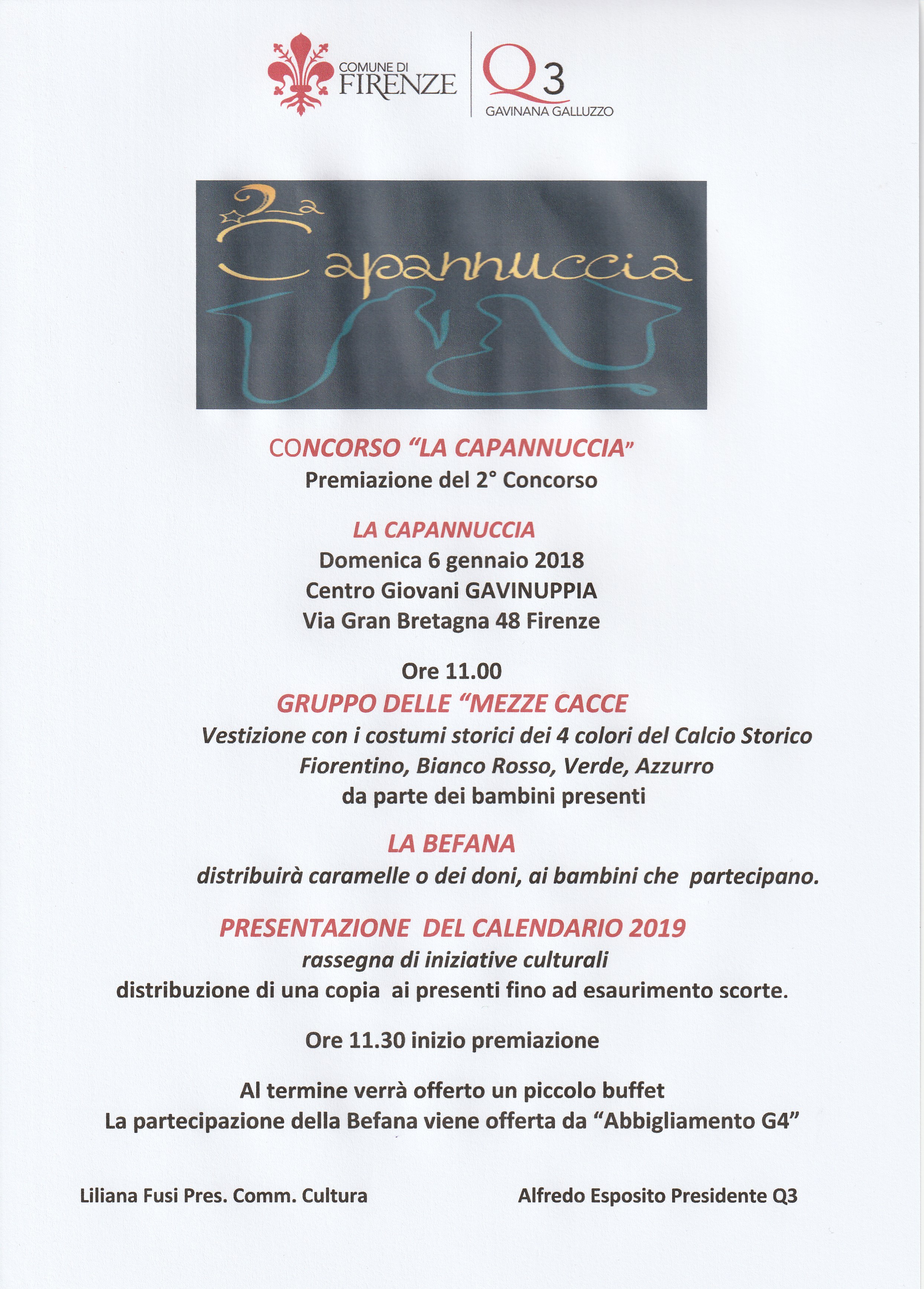 Programma premiazione La Capannuccia Programma premiazione La Capannuccia