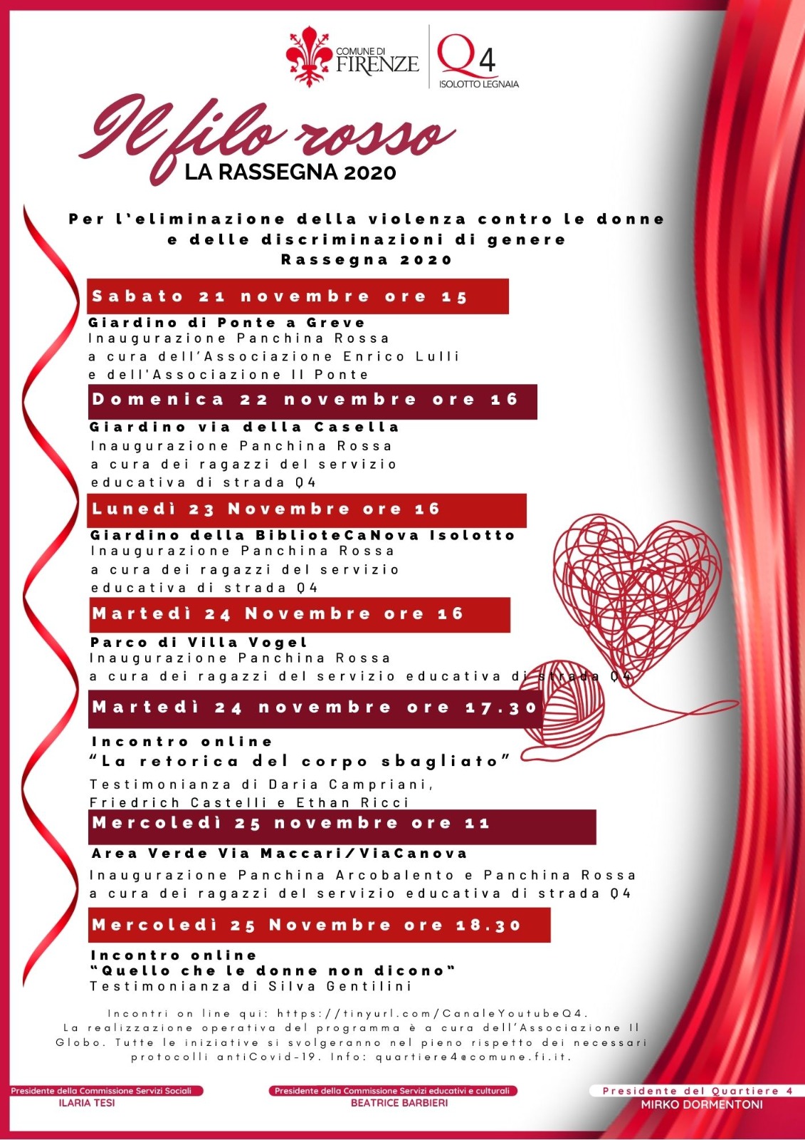 Programma Un Filo Rosso contro la violenza sulle donne al Quartiere 4 Programma Un Filo Rosso contro la violenza sulle donne al Quartiere 4