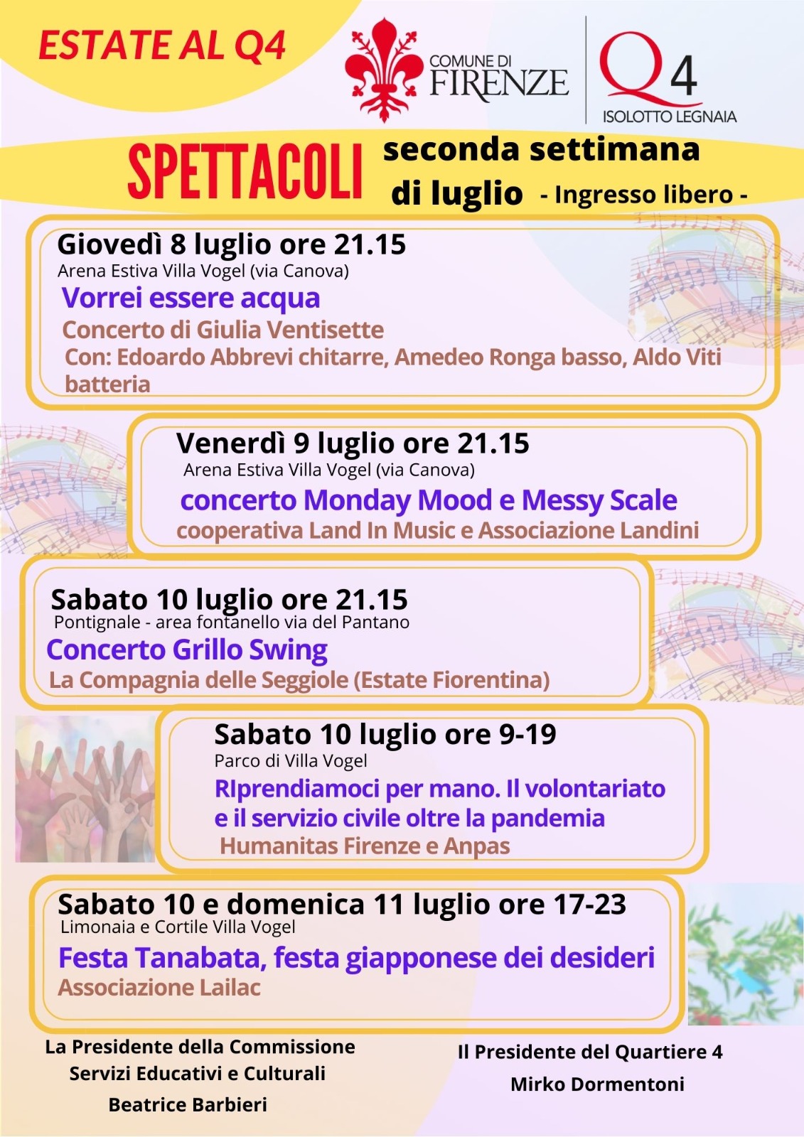 Appuntamenti Estate al Quartiere 4 Appuntamenti Estate al Quartiere 4