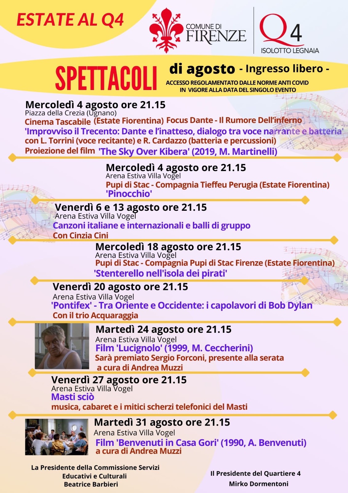 Cartellone d'Agosto al quartiere 4 Cartellone d'Agosto al quartiere 4
