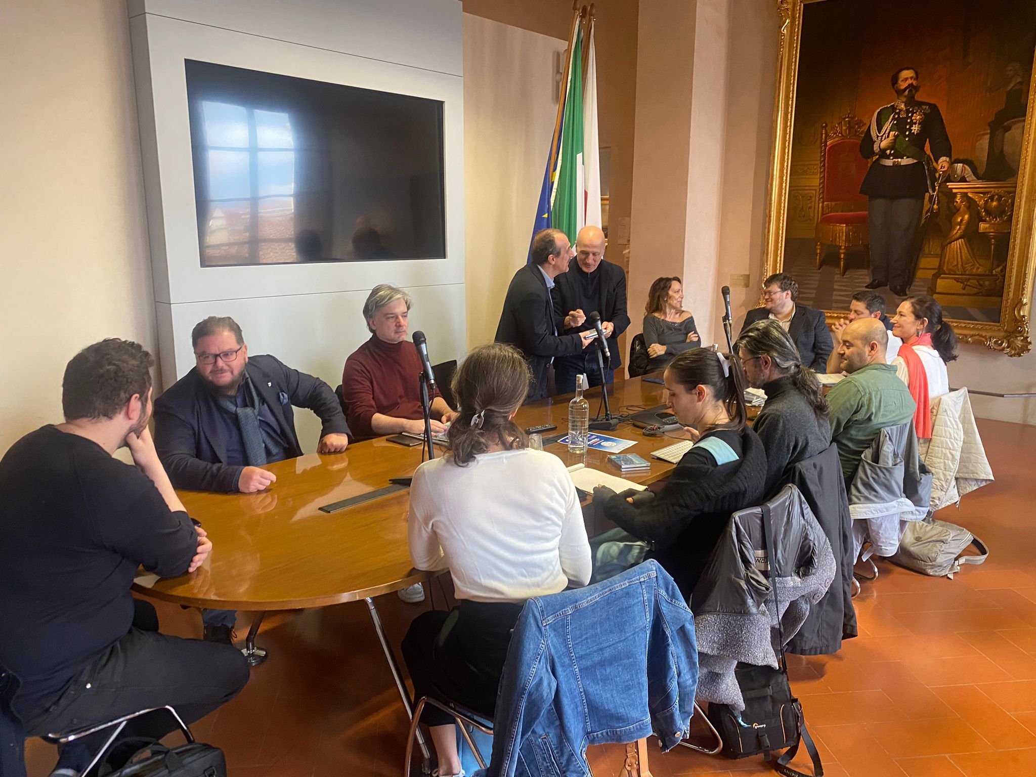 Il presidente Milani con la delegazione del progetto Virtual Stage Il presidente Milani con la delegazione del progetto Virtual Stage