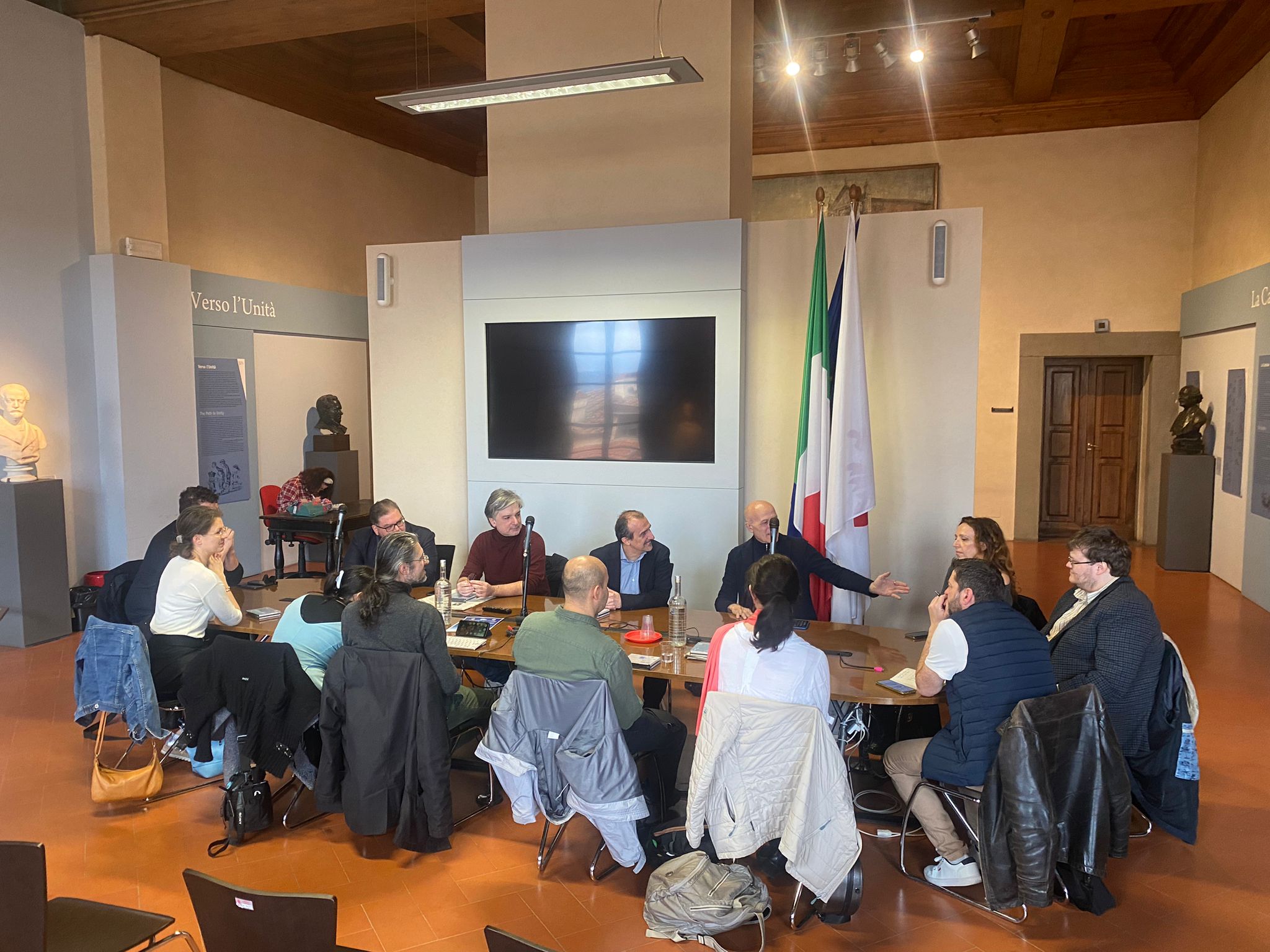 Il presidente Milani con la delegazione del progetto Virtual Stage Il presidente Milani con la delegazione del progetto Virtual Stage