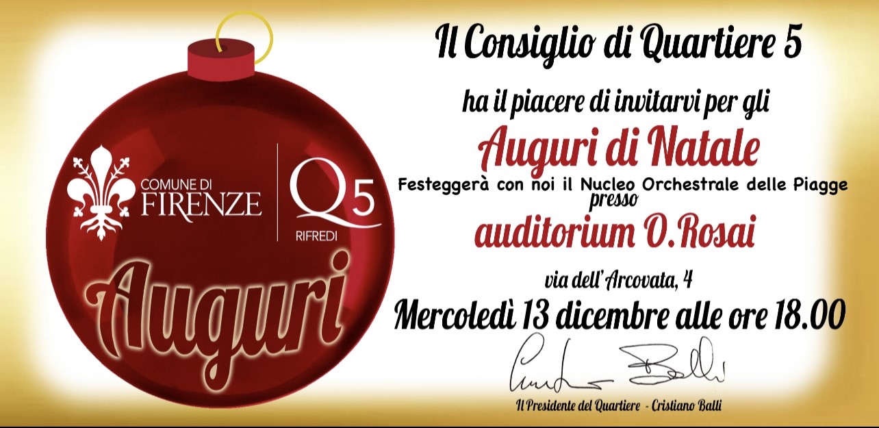 Auguri di Natale 2023 al Quartiere 5 Auguri di Natale 2023 al Quartiere 5