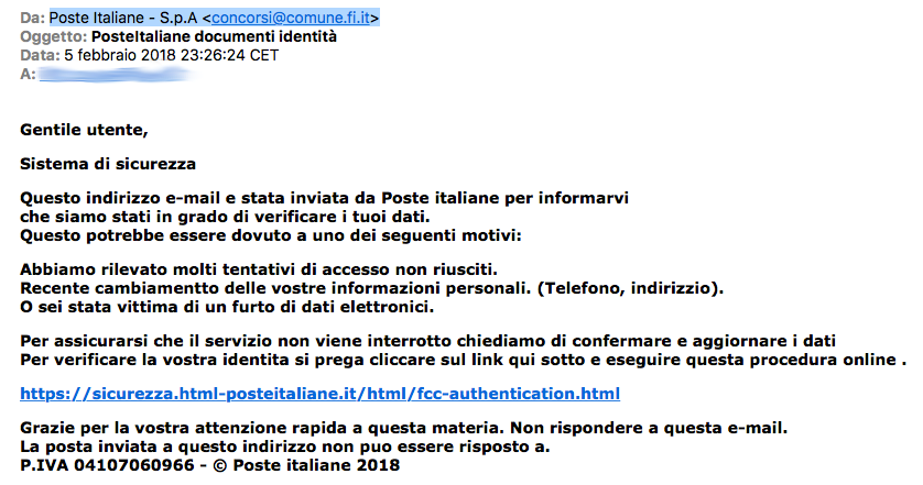 Esempio mail fraudolenta Esempio mail fraudolenta