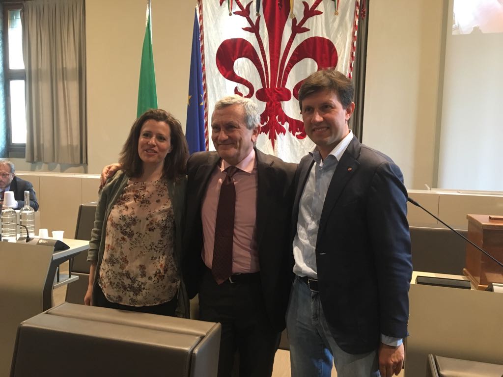 Il nuovo presidente Andrea Ceccarelli tra Caterina Biti e Dario Nardella