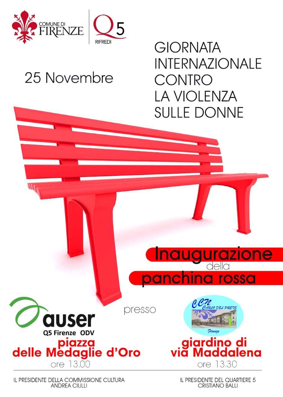 Due nuove panchine rosse al Quartiere 5