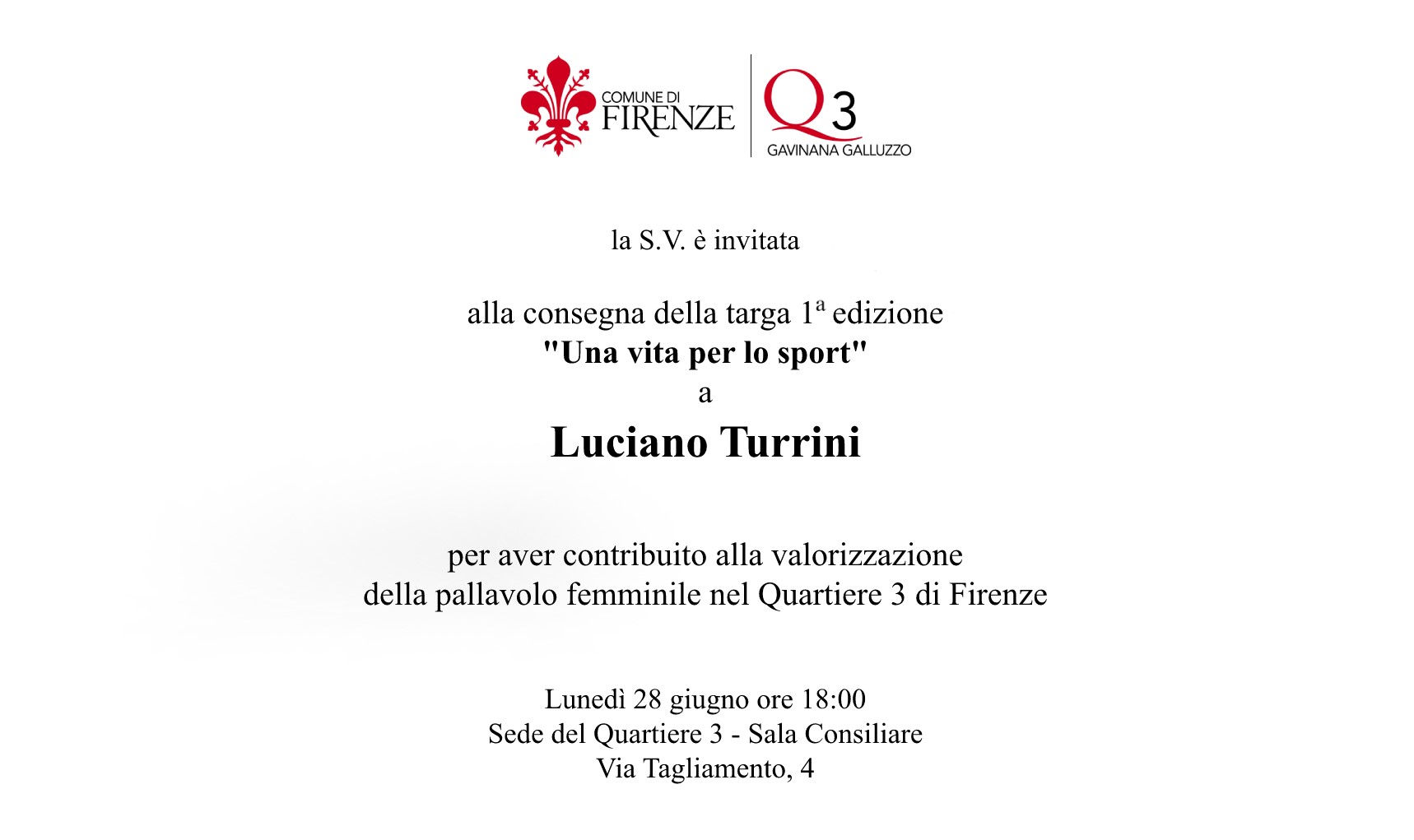 Una vita per lo sport al Quartiere 3 a Luciano Turrini