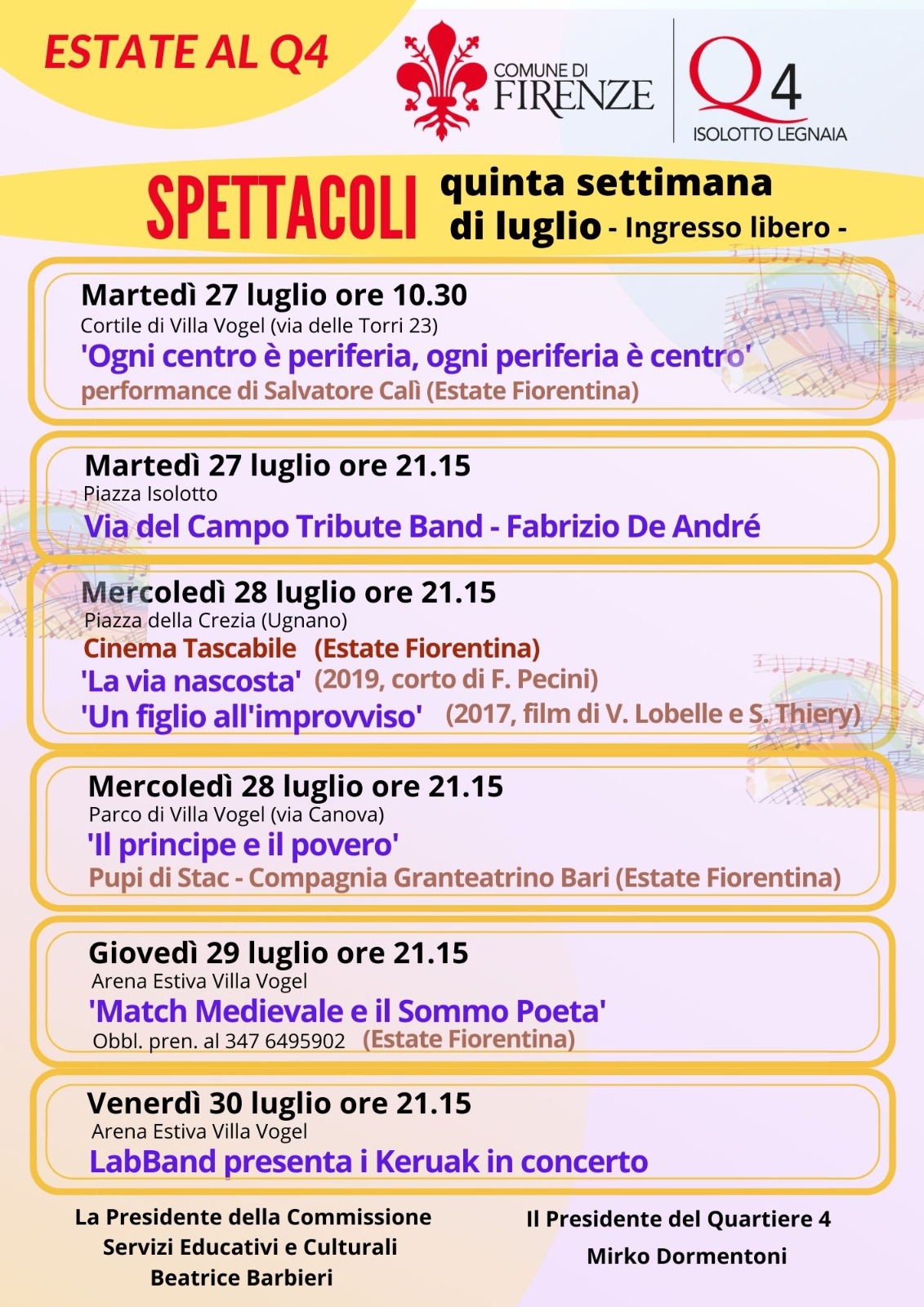Programma Estate al Quartiere 4 Programma Estate al Quartiere 4