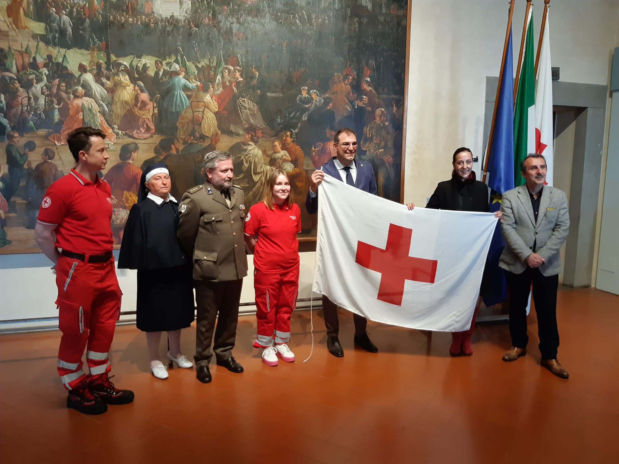 Consegna bandiera Croce Rossa in Palazzo Vecchio