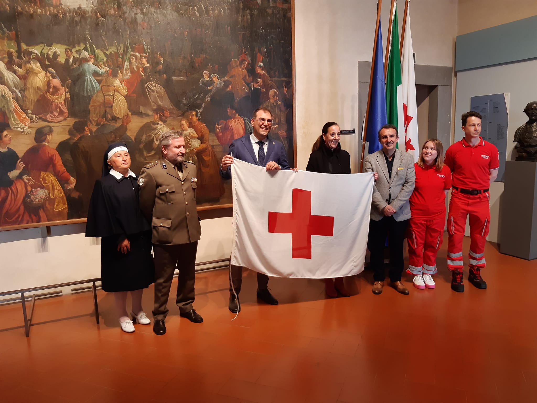 Consegna bandiera Croce Rossa in Palazzo Vecchio