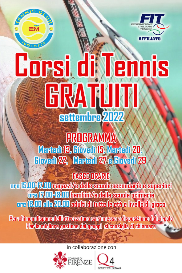 Corsi di tennis al Quartiere 4