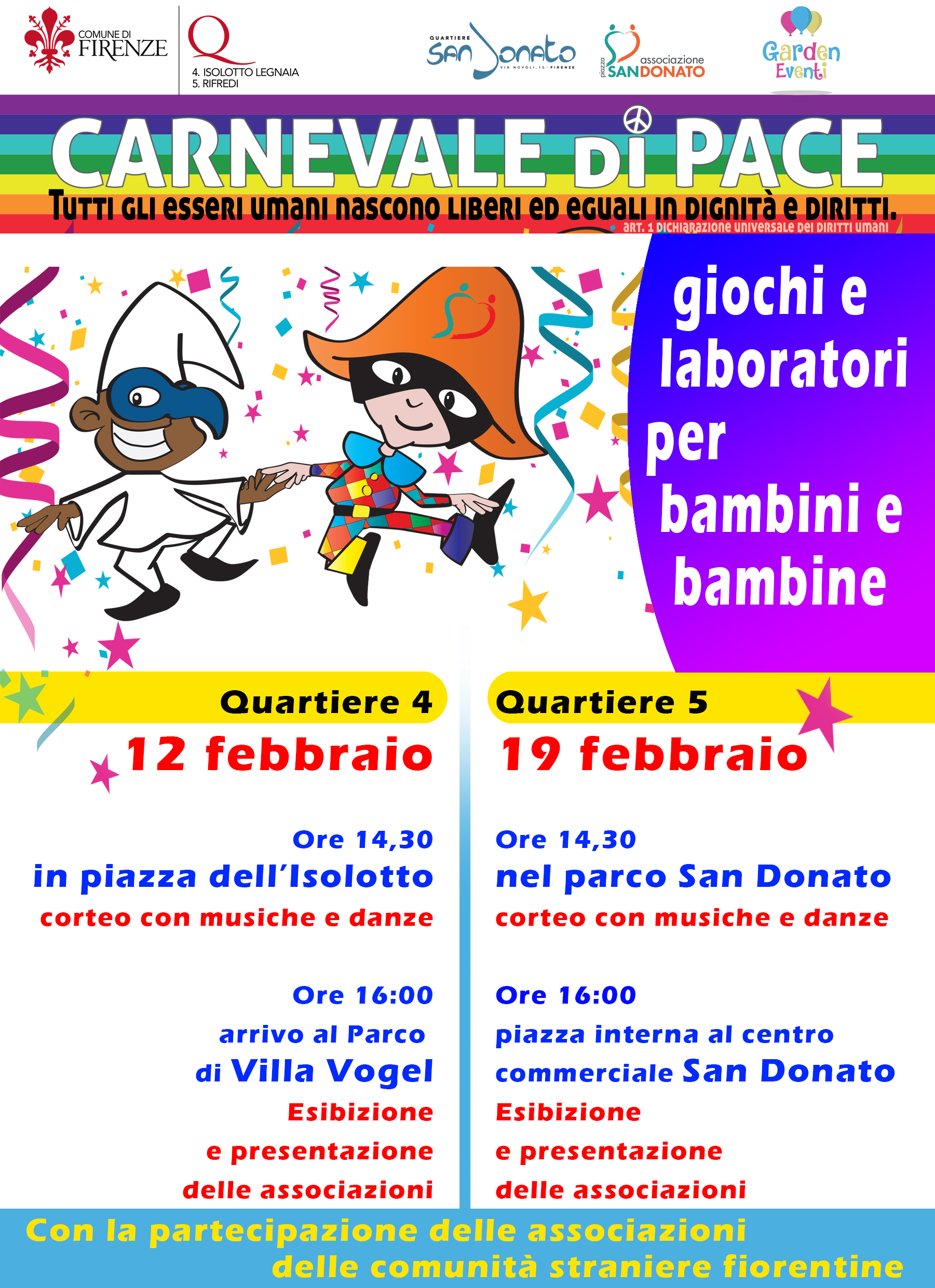 Carnevale di pace ai quartieri 4 e 5