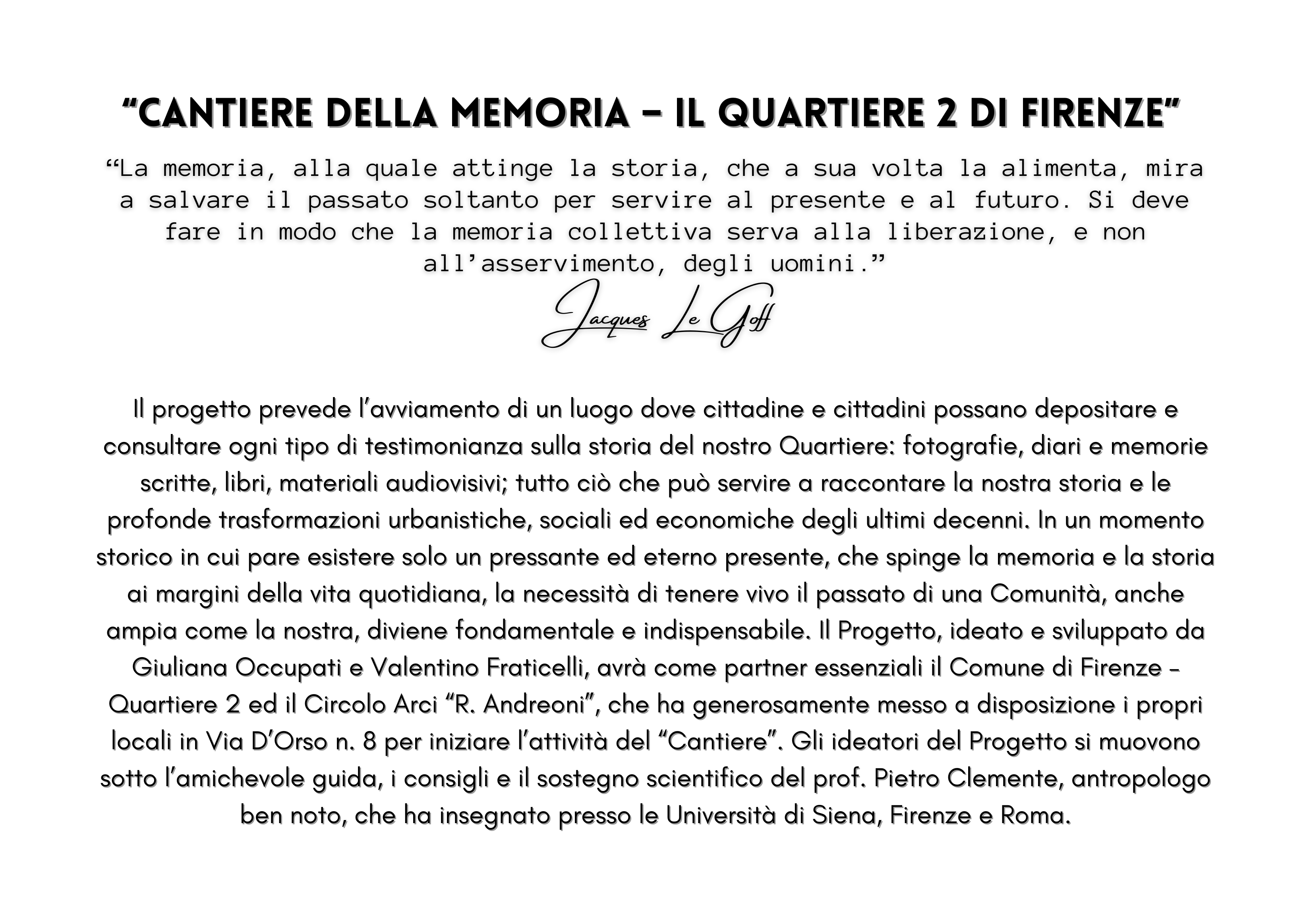 Cantiere della Memoria al Q2 Cantiere della Memoria al Q2