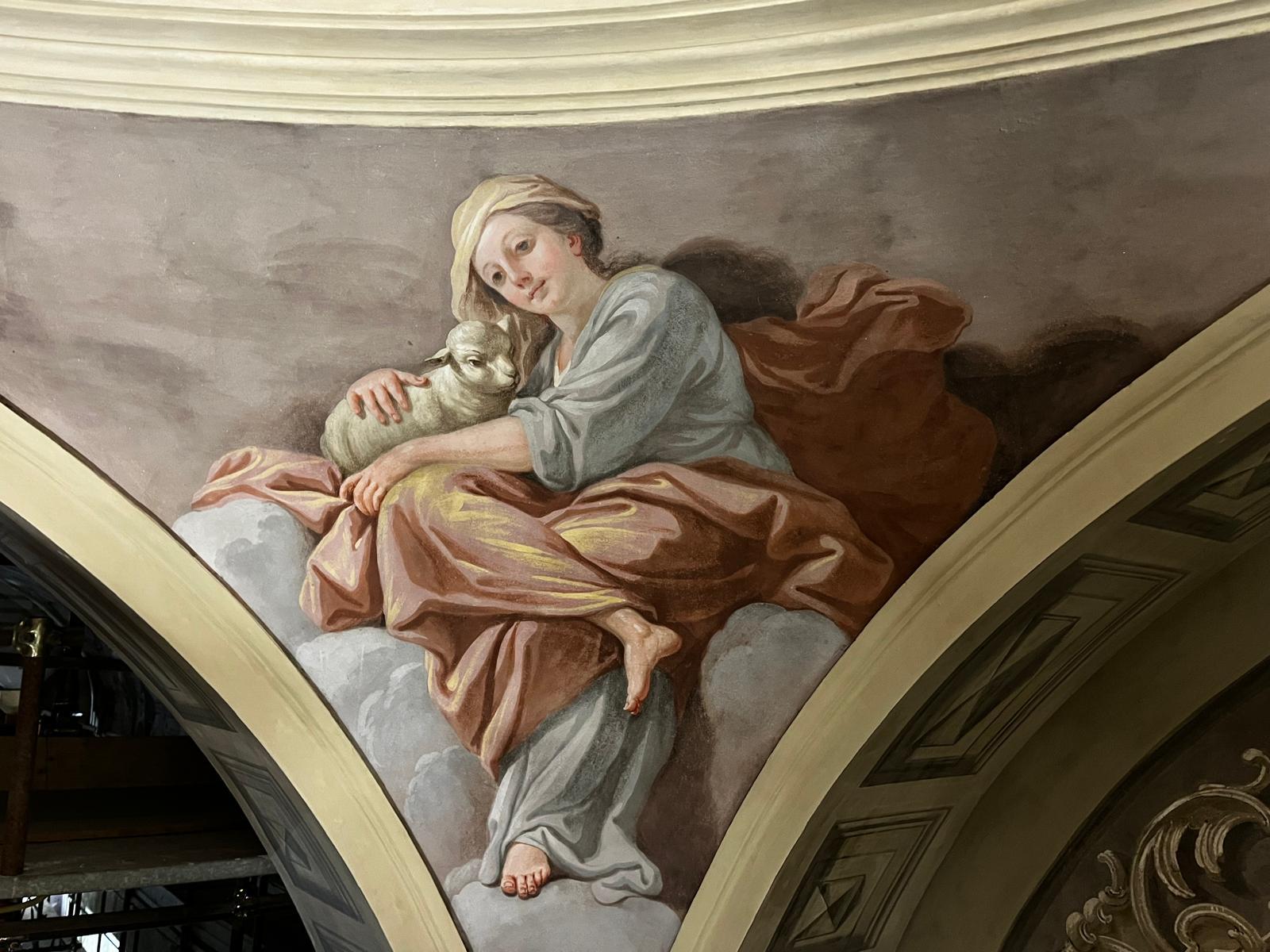 Ex Chiesa di San Carlo dei Barnabiti - Immagini di particolari dell’affresco della Trinità nella cupola presbiteriale dipinta da Giuseppe Zocchi (1747) appena restaurato